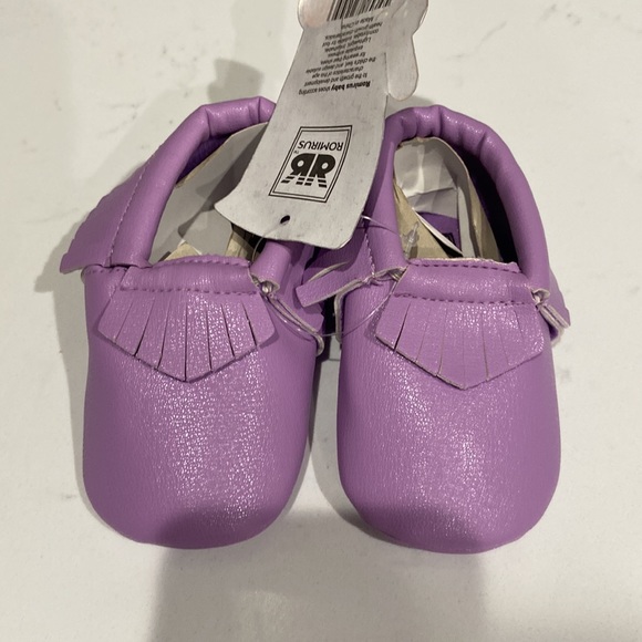 Romirus baby shoes Baby Moccasins - fringe ๐ First Walkers NWT purple size 2 - Picture 3 of 6